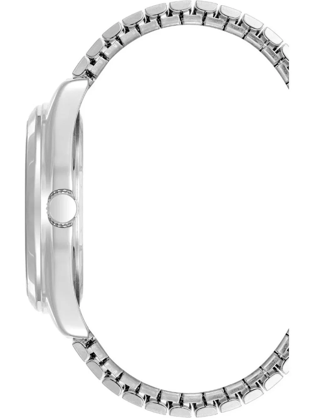 Mens Silver Navy Blue Analog Quartz Expansion Band Day-Date Function Round Watch